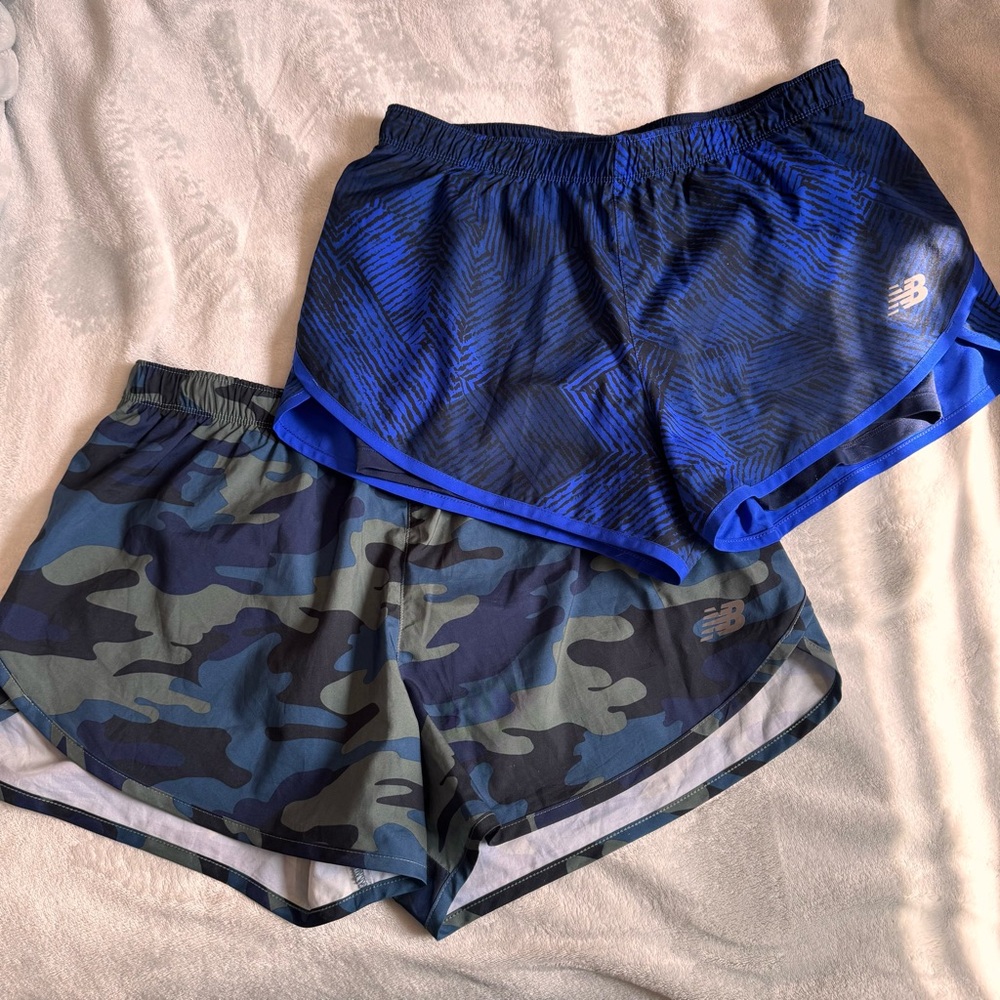 Bundle of New Balance Blue Pattern and Camouflage Athletic Shorts